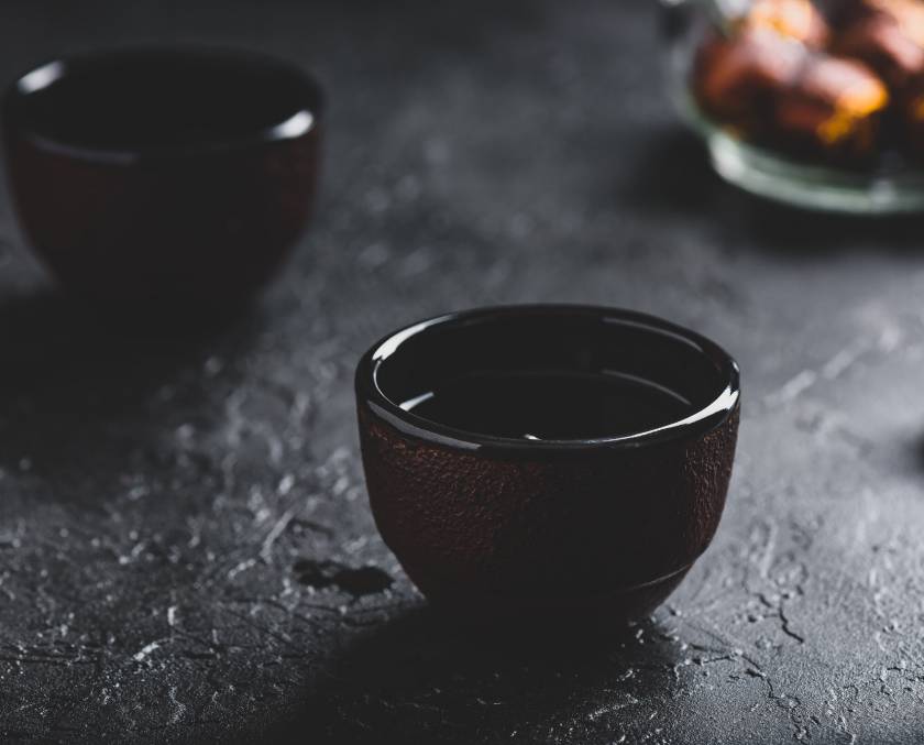 Ready red tea in tea bowls